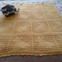 Crocheted Yellow Bunny Baby Blanket - thumbnail 2