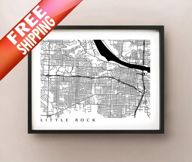 Little Rock Map - Black & White Wall Art - image 1
