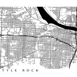 Little Rock Map - Black & White Wall Art - thumbnail 2