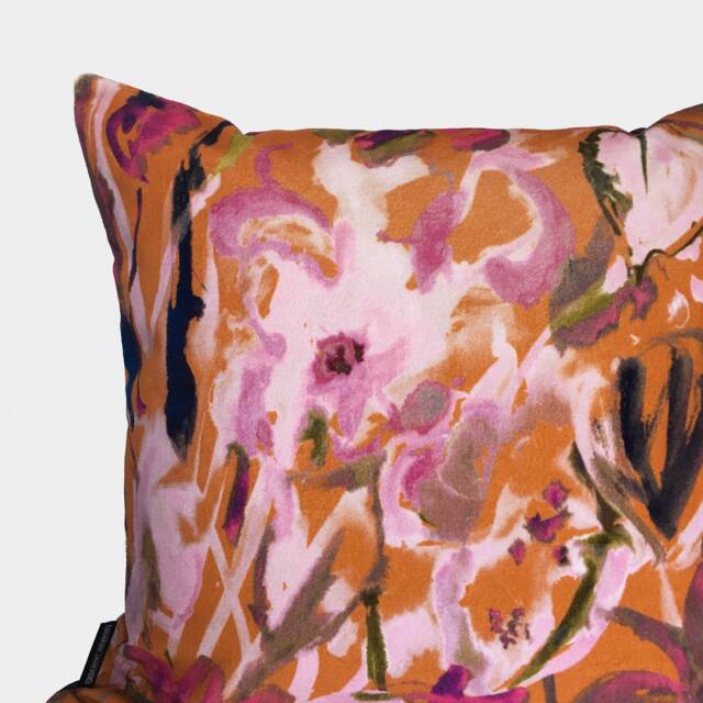 Expressive Watercolour Floral Velvet Cushion 50 X cms - image 1