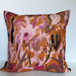 Expressive Watercolour Floral Velvet Cushion 50 X cms - thumbnail 4