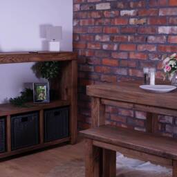 Hand-Crafted Oak Dining Table Set With 2 Benches - Rustic, Character Grade Terra Oil Finish - thumbnail 4