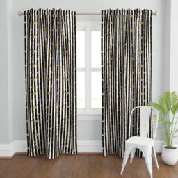 Glam Curtain Panel - Black & White Striped Stripes Paint Splatter Custom & Gold Look By Boldiehome - thumbnail 2