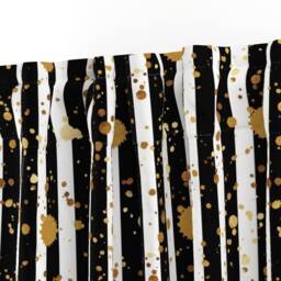 Glam Curtain Panel - Black & White Striped Stripes Paint Splatter Custom & Gold Look By Boldiehome - thumbnail 3