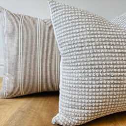 Designer Fabric Ikat Dot Spotted Pillow Cover Beige White Neutral Rustic Luxe Toss Cushion Throw Euro Sham Lumbar Solid Chic - thumbnail 2