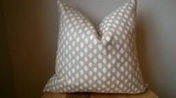 Designer Fabric Ikat Dot Spotted Pillow Cover Beige White Neutral Rustic Luxe Toss Cushion Throw Euro Sham Lumbar Solid Chic