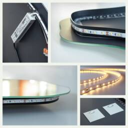 Asymmetrical Led Mirror, Stylish Illuminated Bedroom Mirror With Backlight, Amorphic Lights, Frameless - thumbnail 4
