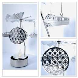 Experimental Prototype Community Of Tomorrow Monorail & Golf Ball Earth Tea Light Candle Spinner Silver - thumbnail 2