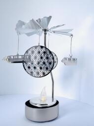 Experimental Prototype Community Of Tomorrow Monorail & Golf Ball Earth Tea Light Candle Spinner Silver