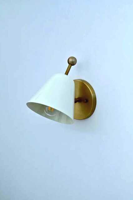 Handmade Vintage Brass Wall Sconce Bell Shade Industrial Lighting - image 1