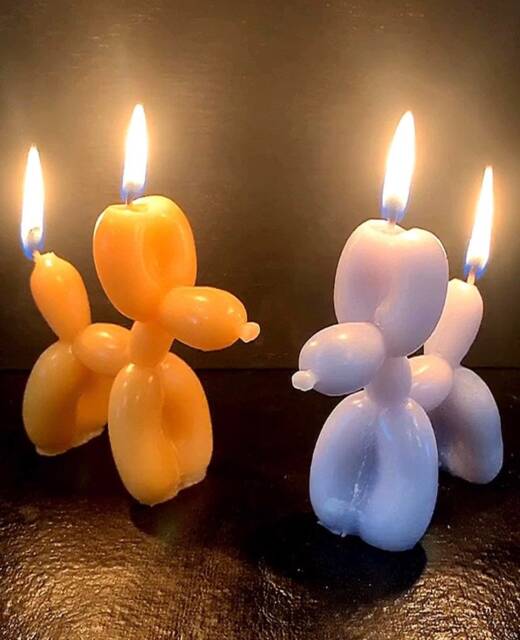 Double Wick Balloon Dog Candle, Pop Art Animal Pillar Quirky Colorful Y2K Room Decor, Aesthetic Birthday Party Gift - image 1