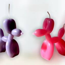 Double Wick Balloon Dog Candle, Pop Art Animal Pillar Quirky Colorful Y2K Room Decor, Aesthetic Birthday Party Gift - thumbnail 2