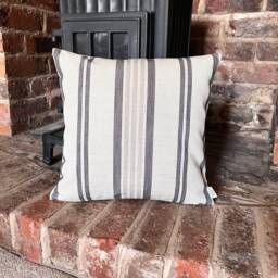 1275. Handmade Brown Stripe Linen Blend Cushion Cover, Various Sizes - thumbnail 2
