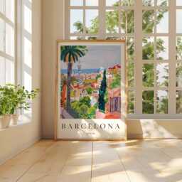 Barcelona Cityscape Poster Spain Travel Art Print - thumbnail 3