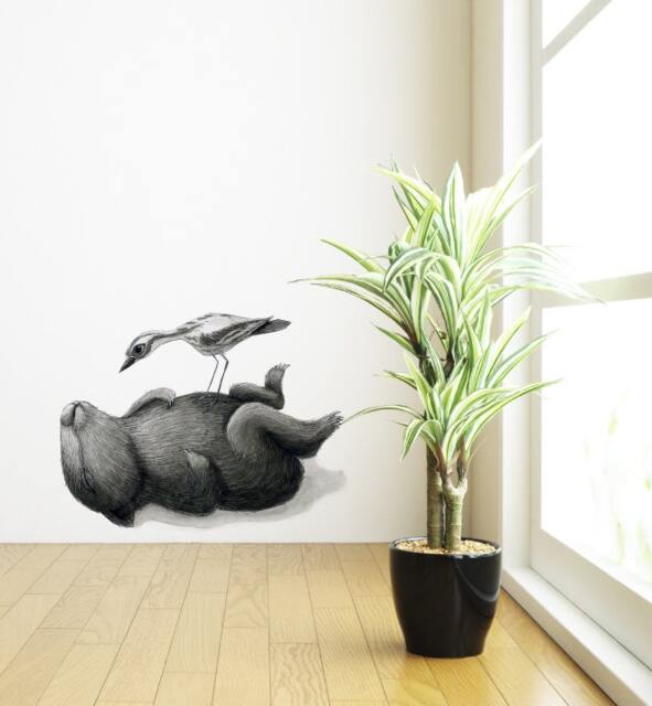 Wombat Curlew Wall Sticker Decal - Australian Animal Decals, Stickers, Kids, Native Animals Art