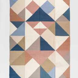 Handwoven Wool Kilim Rug Geometric Flatweave, Scandinavian Decor - thumbnail 2