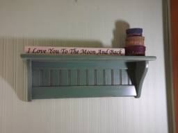 Distressed Green Wood Wall Shelf - 24 Inch Primitive Decor - thumbnail 1