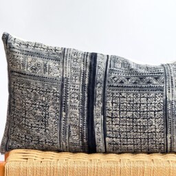 Indigo Dot Block Print Mudcloth Hmong Pillow Case - thumbnail 2
