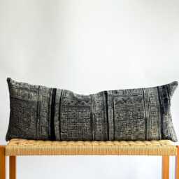 Indigo Dot Block Print Mudcloth Hmong Pillow Case - thumbnail 1