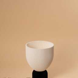 Lamp O Black X Snow White Minimalist Modern Lamp 3D Printed Made Of Bioplastic - thumbnail 2