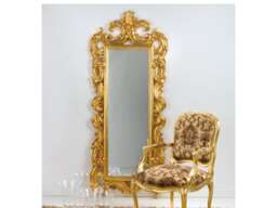 Large Classic Baroque Gold Leaf Wall Mirror, Made in Italy, Full-Length Rococo Hand-Gilded French Mirror