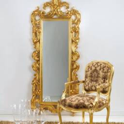 Large Classic Baroque Gold Leaf Mirror - Made in Italy Full Length Rococo Mirror Antique Italian Style Louis Entryway Item 8065 - thumbnail 3