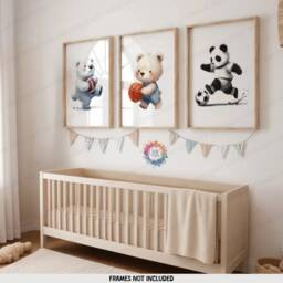 Animal Sports Nursery Posters - Set Of 3 Prints - Boys Girls Bedroom Decor Kids Sport Wall Art Baby Boy Playroom Artwork Girl Gift - thumbnail 2