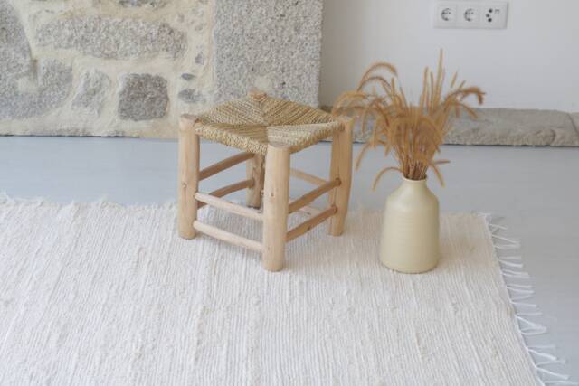 Medium Handwoven Cream Rug 100x150 cm, Bedroom Rug, Nursery Portuguese Rag Bohemian Boho Tapis Beige, Beige Teppich - image 1