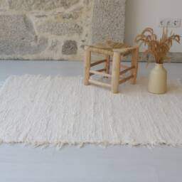 Medium Handwoven Cream Rug 100x150 cm, Bedroom Rug, Nursery Portuguese Rag Bohemian Boho Tapis Beige, Beige Teppich - thumbnail 2