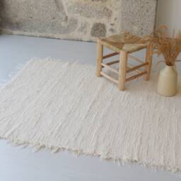 Medium Handwoven Cream Rug 100x150 cm, Bedroom Rug, Nursery Portuguese Rag Bohemian Boho Tapis Beige, Beige Teppich - thumbnail 3
