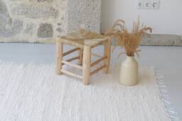 Medium Handwoven Cream Rug 100x150 cm, Bedroom Rug, Nursery Portuguese Rag Bohemian Boho Tapis Beige, Beige Teppich - thumbnail 1