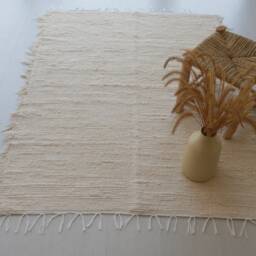 Medium Handwoven Cream Rug 100x150 cm, Bedroom Rug, Nursery Portuguese Rag Bohemian Boho Tapis Beige, Beige Teppich - thumbnail 4