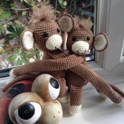Crochet Monkey Curtain Tiebacks, Nursery Decor, Baby Shower Gift - thumbnail 3
