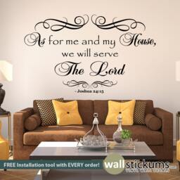 Joshua 2415 - As For Me & My House, We Will Serve The Lord Bible Wall Quote Decor Sticker- Wd0408 - thumbnail 2