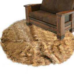 Faux Fox Fur Round Rug - Handmade Shag Toss - thumbnail 2