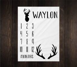 Baby Milestone Blanket Month Growth Tracker Fleece Shower Deer Newborn Gift Minky Boy Rustic Nursery