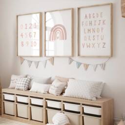 Gender Neutral Alphabet Rainbow Prints - Set Of 3, Baby Girl Print, Nursery Wall Art, Kids Bedroom, Playroom Decor, Abc Print - thumbnail 2