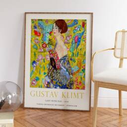 Gustav Klimt Poster, Lady With Fan, Exhibition Art Nouveau, Modern Print, Wall Decor, Housewarming Gift A1/A2/A3/A4 - thumbnail 2