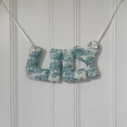Personalised Name Banner, Mint Toile De Jouy Baby Wall Hanging. Shower Gift. Garland. Nursery French Decor - thumbnail 4