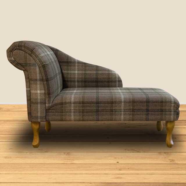 Luxe Chocolate Brown Tartan Chaise Longue - Indoor Sofa Lounger Handmade in Britain - image 1