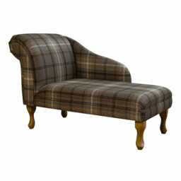 Luxe Chocolate Brown Tartan Chaise Longue - Indoor Sofa Lounger Handmade in Britain - thumbnail 2