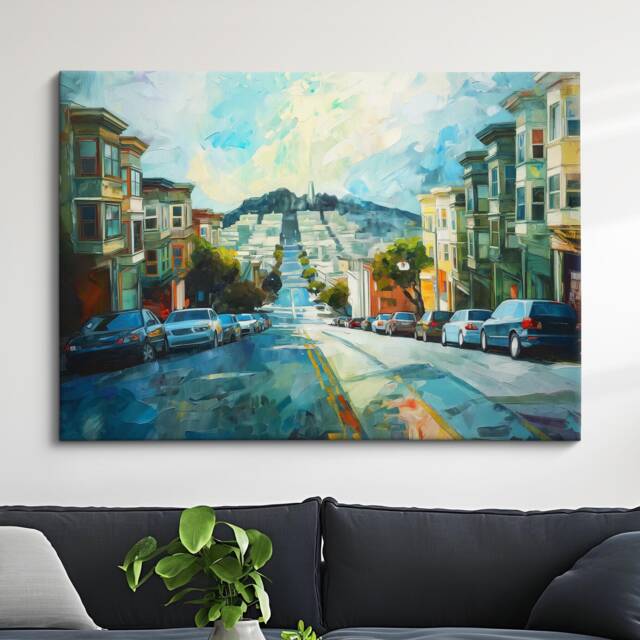 San Francisco Abstract Oil Painting Framed Print & Canvas Large Sizes Wall Art Poster Travel Home Decor Interior California Gift Idea - image 1