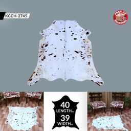 Luxurious Small Grey & White Cowhide Rug - Unique Natural Pattern For Sophisticated Homes - thumbnail 2