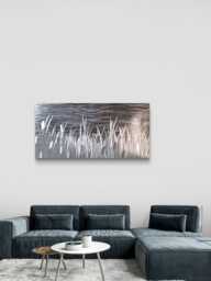 Modern Abstract Metal Wall Art, Indoor Outdoor Decor., Grey Silver. By The Lake - thumbnail 1
