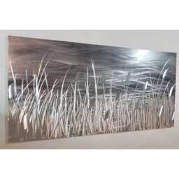 Modern Abstract Metal Wall Art, Indoor Outdoor Decor., Grey Silver. By The Lake - thumbnail 2