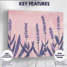 Pastel Pink Lavender Field Minimalist Botanical Illustration Canvas Wall Art Print Decor Picture Ready To Hang - thumbnail 1