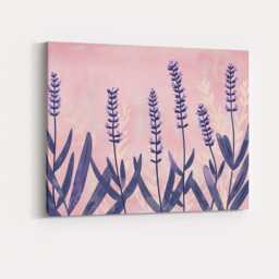 Pastel Pink Lavender Field Minimalist Botanical Illustration Canvas Wall Art Print Decor Picture Ready To Hang - thumbnail 4