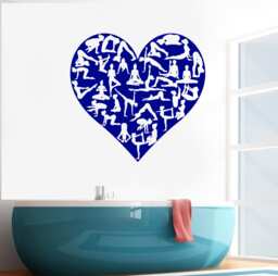 Wall Vinyl Decal Yoga Pilates Pose Fitness Lifestyle Sport Club Decor - #2498Dn - thumbnail 1
