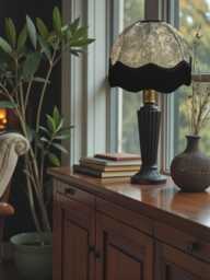 Handmade Silver Grey Paisley Dome Lampshade With Black Fringe Bespoke Made For Table & Floor Standard Lamp Shades, Ceiling Lights - thumbnail 1