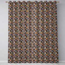 Chibi Orange Haired Girl Forest Animal Seamless Pattern Art Readymade Eyelet Ring Top Thermal 100% Blackout Curtains - thumbnail 2
